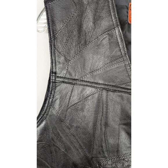 Pugs gear Mens leather vest Patchwork XXL Chest 48"Hippie boho C back 23" NWT - Picture 3 of 9